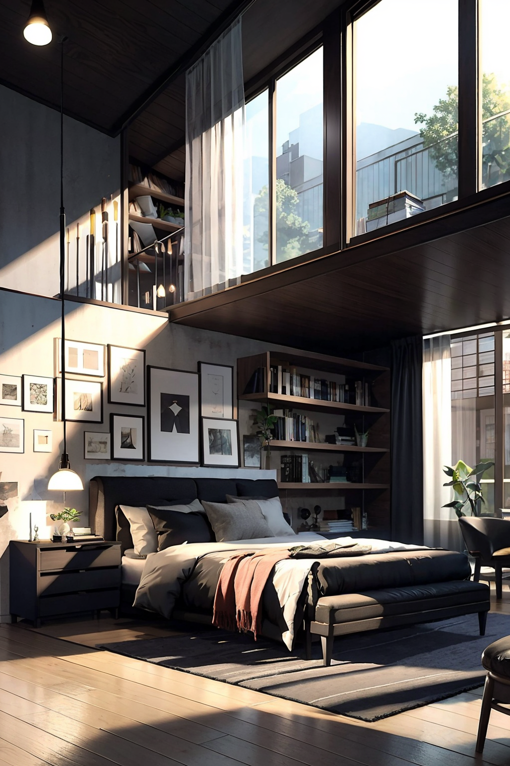 00131-54735214-bookshelf, couch, indoors, plant, potted_plant, window, day, pillow, book, no_humans, bed, table, sunlight, curtains, scenery, w.png